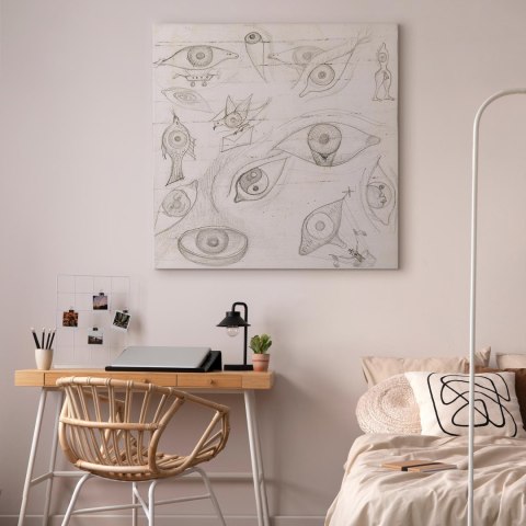 Obraz - Frida Kahlo - Rysunek oczu 60x60 Na płótnie włoskim