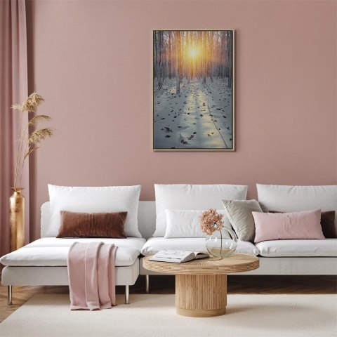 Obraz - Zimowe popołudnie (1-częściowy) pionowy 60x90 W ramie drewnianej naturalnej
