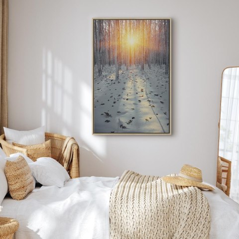 Obraz - Zimowe popołudnie (1-częściowy) pionowy 60x90 W ramie drewnianej naturalnej