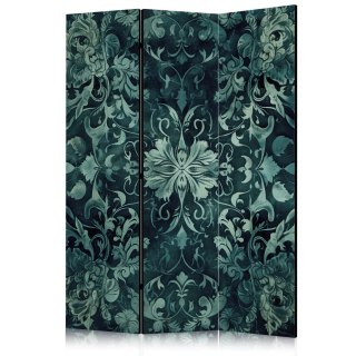 Parawan - Wzór orientalny dywanowy - szmaragdowe ornamenty i przetarte wzory 135x172 Akustyczny