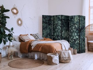 Parawan - Wzór orientalny dywanowy - szmaragdowe ornamenty i przetarte wzory 225x172 Dwustronny