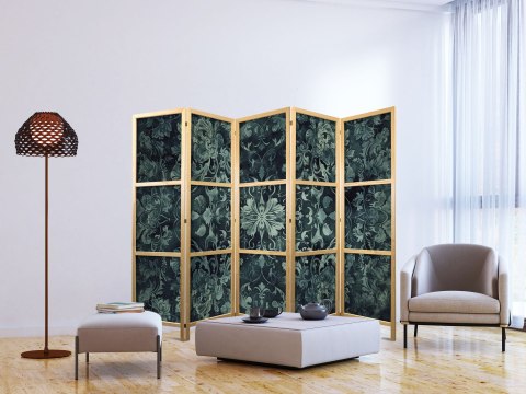 Parawan japoński - Wzór orientalny dywanowy - szmaragdowe ornamenty i przetarte wzory 225x172