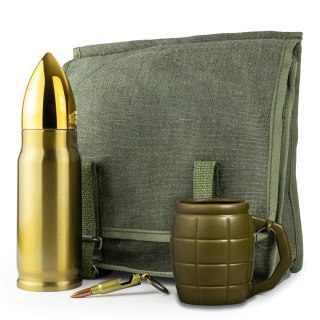 Zestaw Prezentowy dla Miłośnika militariów - termos pocisk, kubek granat