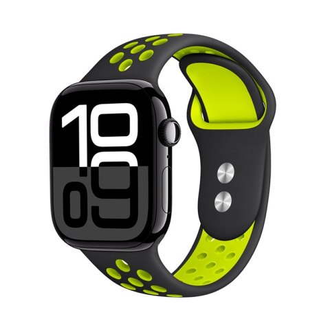 Crong Duo Sport - Pasek do Apple Watch 38/40/41/42 mm (czarny/limonkowy)