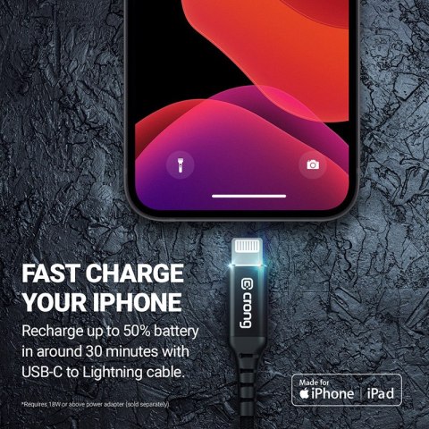 Crong Armor Link - Kabel USB-C Lightning Fast Charging MFi 150cm (czarny)