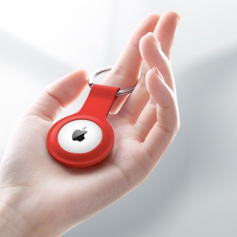 Crong Silicone Case with Key Ring - Etui ochronne brelok do Apple AirTag 1 / 2 (czerwony)