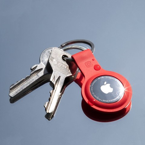 Crong Silicone Case with Key Ring - Etui ochronne brelok do Apple AirTag 1 / 2 (czerwony)