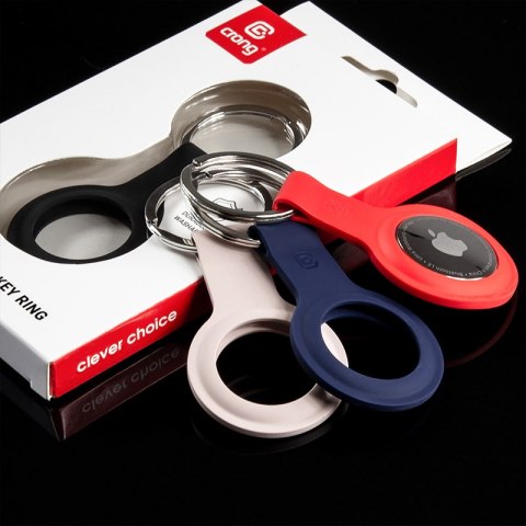 Crong Silicone Case with Key Ring - Etui ochronne brelok do Apple AirTag 1 / 2 (czerwony)