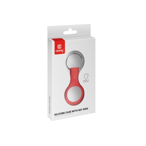 Crong Silicone Case with Key Ring - Etui ochronne brelok do Apple AirTag 1 / 2 (czerwony)