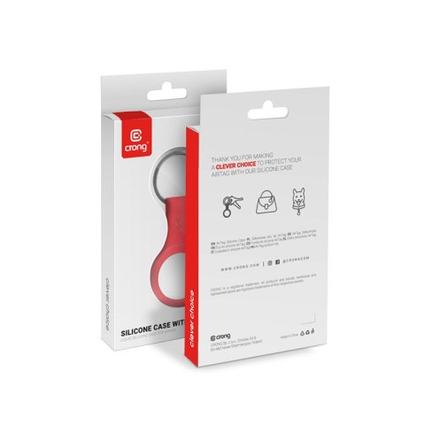 Crong Silicone Case with Key Ring - Etui ochronne brelok do Apple AirTag 1 / 2 (czerwony)