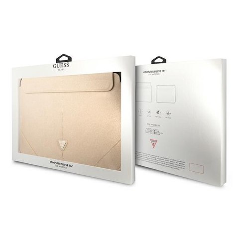 Guess Saffiano Triangle Logo Sleeve - Etui na notebooka 16" (beżowy)