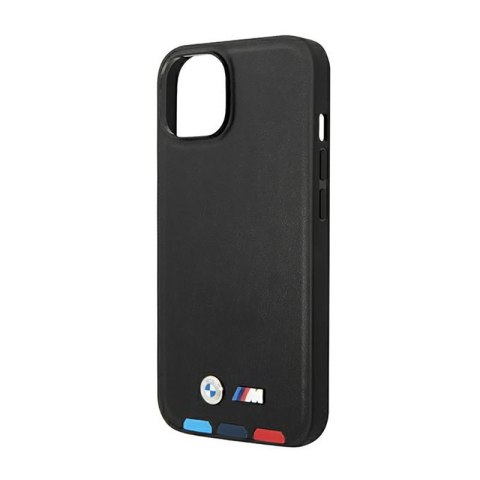 BMW Leather Hot Stamp Tricolor MagSafe - Etui iPhone 14 Plus (Czarny)