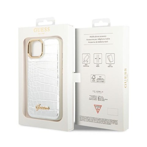 Guess Croco Collection - Etui iPhone 14 Plus (srebrny)