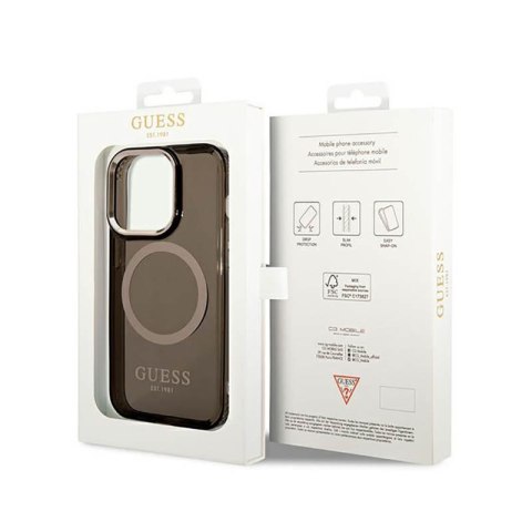 Guess Gold Outline Translucent MagSafe - Etui iPhone 14 Pro (czarny)