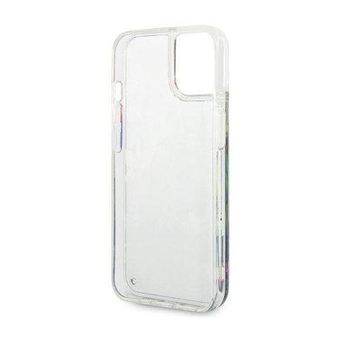 Guess Liquid Glitter Flower - Etui iPhone 14 Plus (niebieski)