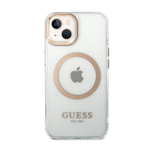 Guess Metal Outline Magsafe - Etui iPhone 14 Plus (przezroczysty / złoty)