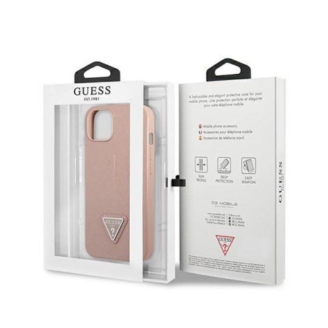 Guess Saffiano Triangle Logo Case - Etui iPhone 14 Plus (różowy)