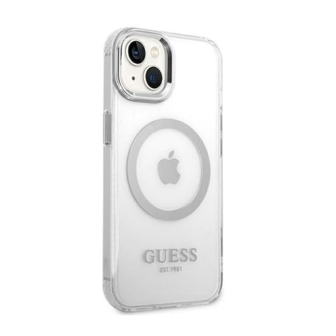 Guess Metal Outline MagSafe - Etui iPhone 14 Plus (przezroczysty / srebrny)