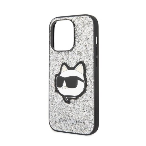 Karl Lagerfeld NFT Glitter Choupette Patch - Etui iPhone 14 Pro Max (srebrny)