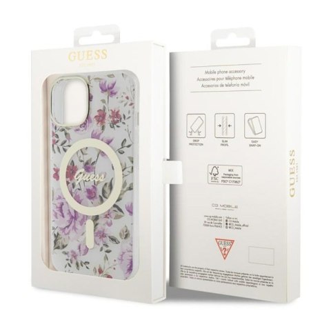 Guess Flower MagSafe - Etui iPhone 14 Plus (Przezroczysty)
