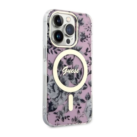 Guess Flower MagSafe - Etui iPhone 14 Pro Max (Różowy)