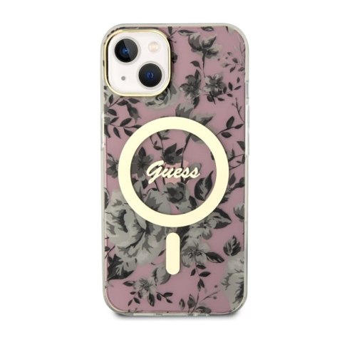 Guess Flower MagSafe - Etui iPhone 14 (Różowy)