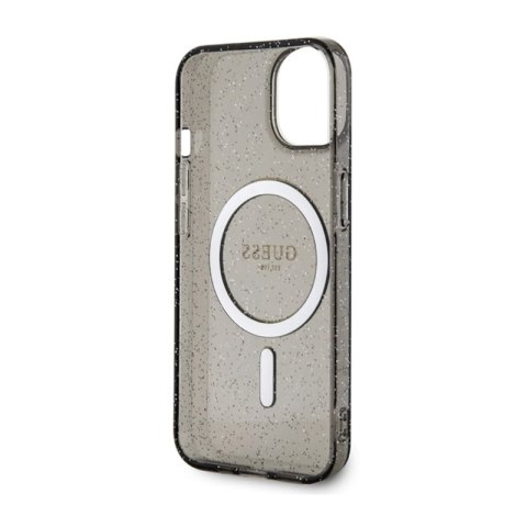 Guess Glitter Gold MagSafe - Etui iPhone 14 (Czarny)