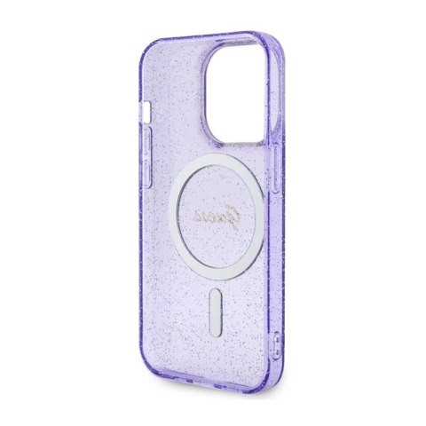 Guess Glitter Gold MagSafe - Etui iPhone 14 Pro (Purpurowy)