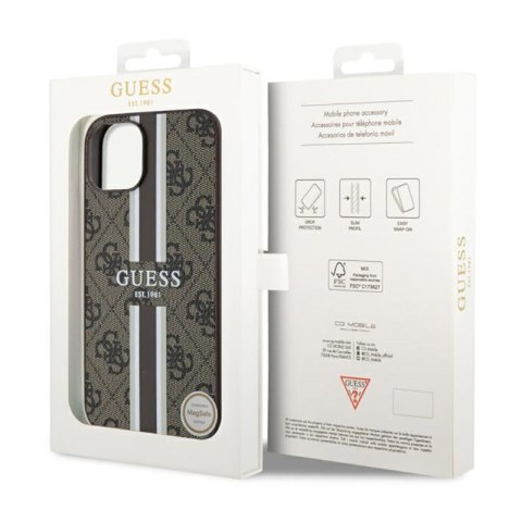 Guess 4G Printed Stripes MagSafe - Etui iPhone 14 Plus (Brązowy)