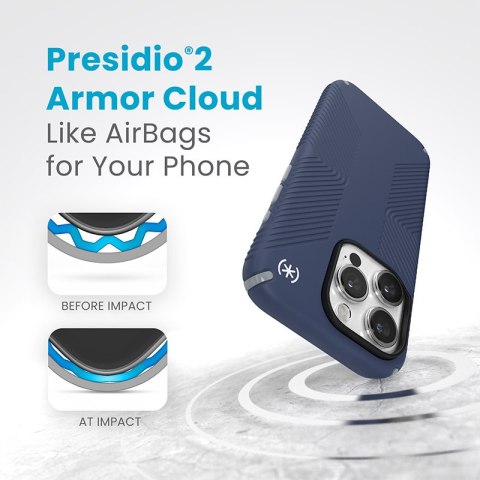 Speck Presidio2 Grip - Etui iPhone 15 Pro (Coastal Blue / Dust Grey / White)
