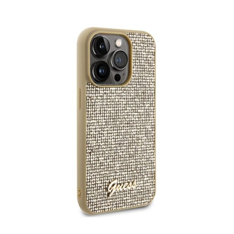 Guess Disco Metal Script - Etui iPhone 15 Pro (złoty)