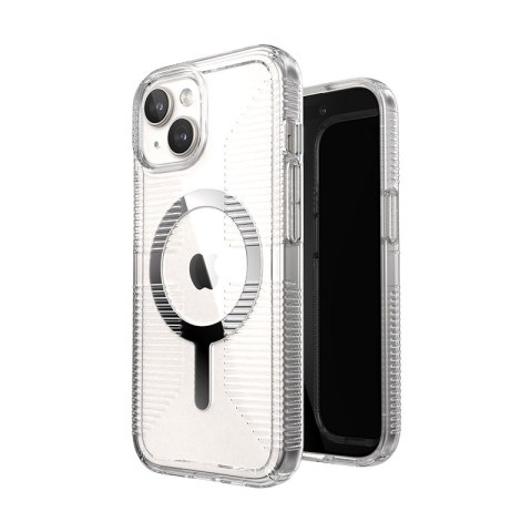 Speck Gemshell Grip + MagSafe - Etui do iPhone 17e / 16e / 15 / 14 / 13 (Clear / Chrome Finish)