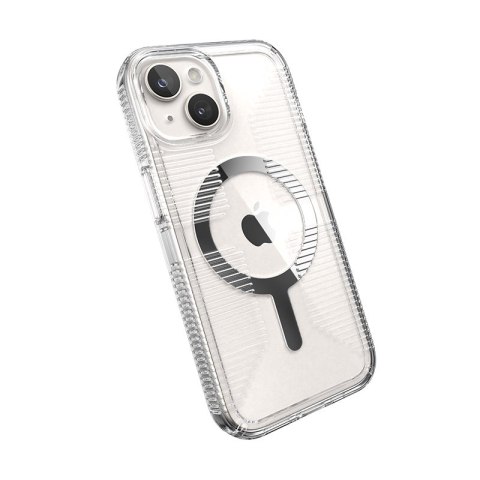 Speck Gemshell Grip + MagSafe - Etui do iPhone 17e / 16e / 15 / 14 / 13 (Clear / Chrome Finish)