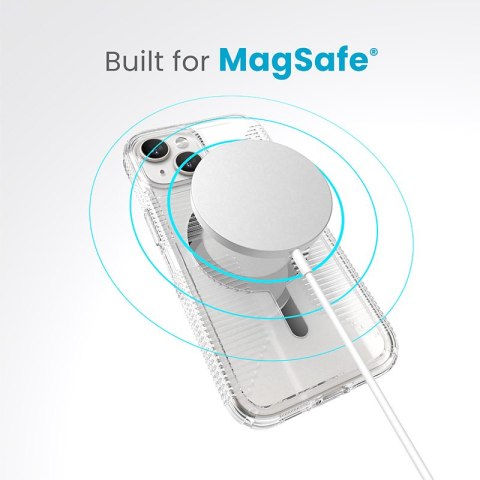 Speck Gemshell Grip + MagSafe - Etui do iPhone 17e / 16e / 15 / 14 / 13 (Clear / Chrome Finish)
