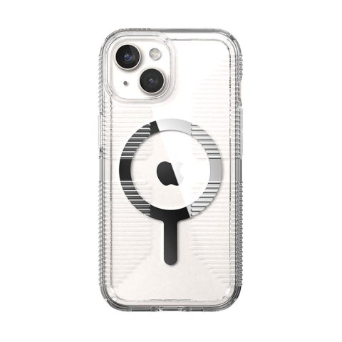 Speck Gemshell Grip + MagSafe - Etui do iPhone 17e / 16e / 15 / 14 / 13 (Clear / Chrome Finish)