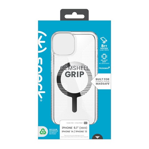 Speck Gemshell Grip + MagSafe - Etui do iPhone 17e / 16e / 15 / 14 / 13 (Clear / Chrome Finish)