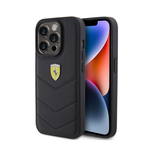 Ferrari Quilted Metal Logo - Etui iPhone 15 Pro (czarny)
