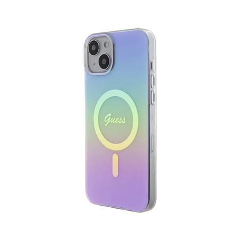 Guess IML Iridescent MagSafe - Etui iPhone 15 Plus (fioletowy)