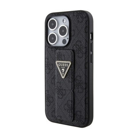 Guess Grip Stand 4G Triangle Strass Logo - Etui iPhone 15 Pro (czarny)