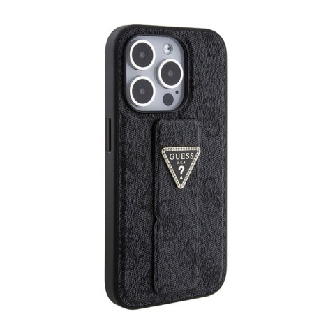 Guess Grip Stand 4G Triangle Strass Logo - Etui iPhone 15 Pro (czarny)