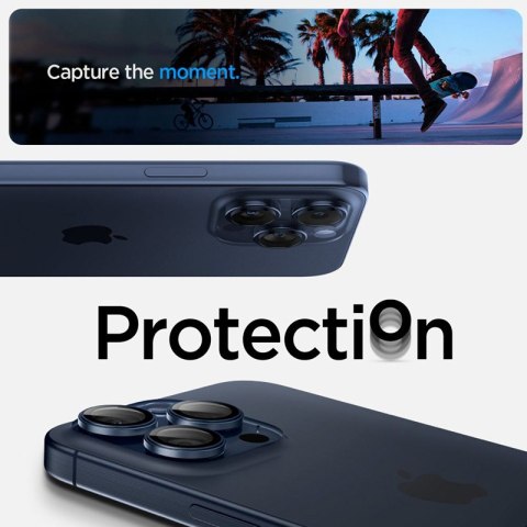 Spigen Optik Pro GLAS.TR EZ Fit Camera Protector 2-Pack - Szkło ochronne na obiektyw do iPhone 15 Pro / 15 Pro Max / iPhone 14 P
