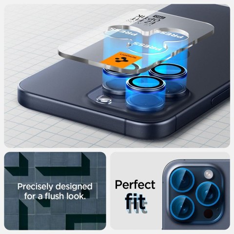 Spigen Optik Pro GLAS.TR EZ Fit Camera Protector 2-Pack - Szkło ochronne na obiektyw do iPhone 15 Pro / 15 Pro Max / iPhone 14 P