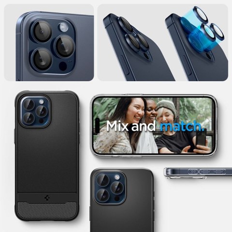 Spigen Optik Pro GLAS.TR EZ Fit Camera Protector 2-Pack - Szkło ochronne na obiektyw do iPhone 15 Pro / 15 Pro Max / iPhone 14 P
