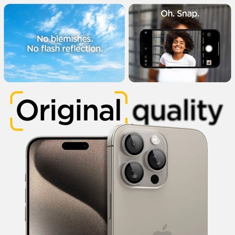 Spigen Optik Pro GLAS.TR EZ Fit Camera Protector 2-Pack - Szkło ochronne na obiektyw do iPhone 17 Pro / 17 Pro Max / iPhone 15 P