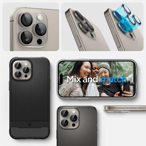 Spigen Optik Pro GLAS.TR EZ Fit Camera Protector 2-Pack - Szkło ochronne na obiektyw do iPhone 17 Pro / 17 Pro Max / iPhone 15 P