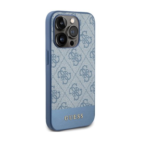 Guess 4G Bottom Stripe Metal Logo Collection - Etui iPhone 15 Pro (niebieski)