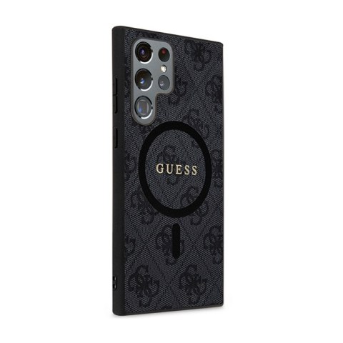 Guess 4G Collection Leather Metal Logo MagSafe - Etui Samsung Galaxy S24 Ultra (czarny)