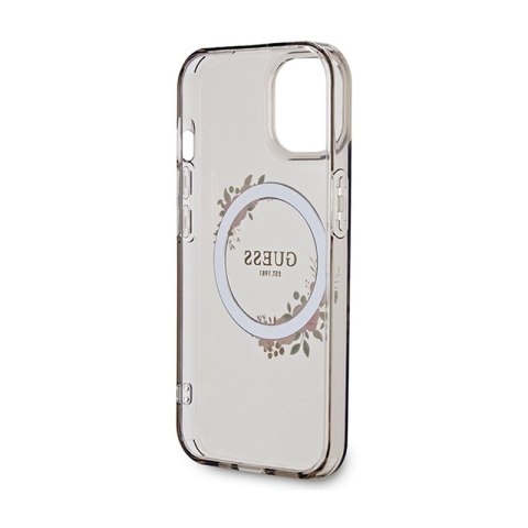 Guess IML Flowers Wreath MagSafe - Etui iPhone 15 (czarny)