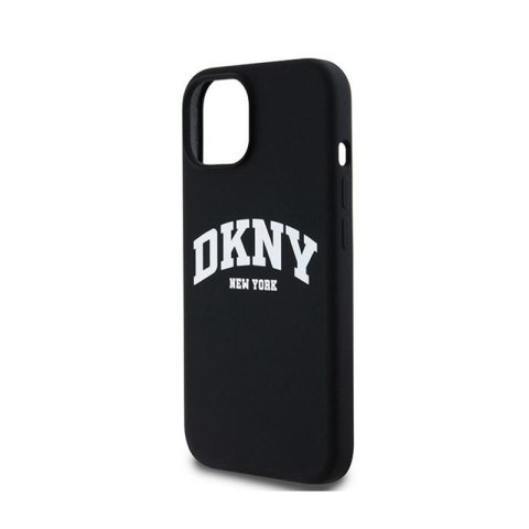 DKNY Liquid Silicone White Printed Logo MagSafe - Etui iPhone 15 Plus / 14 Plus (czarny)