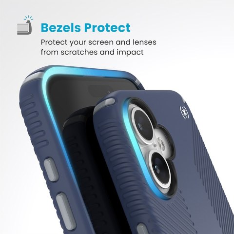 Speck Presidio2 Grip ClickLock & MagSafe - Etui iPhone 16 Plus (Coastal Blue / Dust Grey / White)